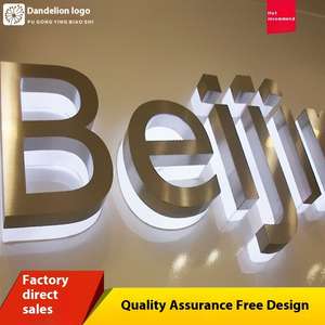 Panneau de porte extérieur en acier inoxydable, métal titane brossé, panneau lumineux rétroéclairé, <span class=keywords><strong>image</strong></span> de l'entreprise, mur, lumière LED - Product Image 5