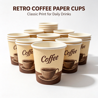 Gobelets en papier jetables imprimés rétro à motif de tasse à café, pour boissons chaudes, pour café à emporter, usage quotidien à la maison