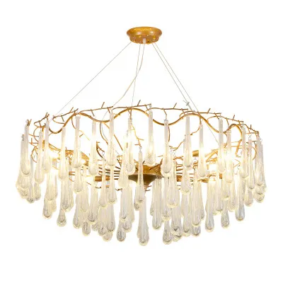 Оптовая продажа, Золотая люстра, роскошный подвесной светильник в стиле арт-деко из молочного стекла К9 с кристаллами