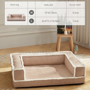 Hot Sale Wholesale Custom Luxury Pet Soft Plush square <b>Corner</b> Pet <b>Sofa</b> Cat Dog Bed - Product Image 6