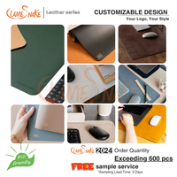 Tapis de souris en cuir PU et PVC avec bord cousu |   Tapis de bureau antidérapant et imperméable |   Tapis de souris en cuir personnalisé avec logo 250*210*2mm