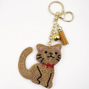 <b>Crystal</b> Korean Velvet Lucky cat Kitten Rhinestone Keychain Bling Diamond <b>Animal</b> Kittens Cats Key Chains Key Ring Pendant Jewelry - Product Image 4
