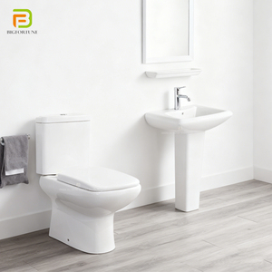 Trung Quốc Trắng Thiết Bị Vệ Sinh Sứ Hai Mảnh Nhà Vệ Sinh Và Bệ Lưu Vực Phòng Tắm Nước Tủ Quần Áo Hai Mảnh Gốm WC Nhà Vệ Sinh Thiết Lập - Product Image 1