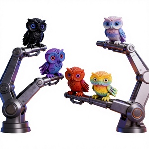 Figurine populaire d'hibou robotique imprimée en 3D en PLA, style cyberpunk, articulations intégrées mobiles, flexible et transformable - Product Image 1
