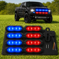 Luz Estroboscópica Universal Roja y Azul de Doble Color con 4 LED de Montaje Superficial, Homologada ECE R65, con Múltiples Patrones de Destello para Vehículos