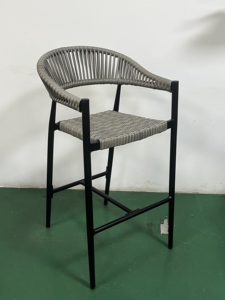Sgabelli da Bar Moderni in Alluminio Resistenti alle Intemperie, Sedie da Club in Metallo con Rattan <span class=keywords><strong>Grigio</strong></span> - Product Image 5
