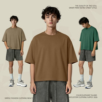 Kaos Pria 2026 Model Boxy Trendy Lintas-Batas, Lebar, Bahan Katun Murni Benang Ganda Antibakteri