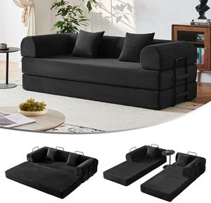 5 in 1 Corduroy Convertible Sofa Bed, <strong>High</strong> Density Foam Loveseat <strong>Sleeper</strong>, Foldable Floor Couch No Assembly <strong>Small</strong> Space - Product Image 4