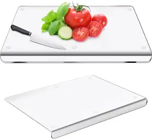 Acrylic Cutting Board With Counter Lip, Upgraded Thicker Clear Cutting Board For Countertop With Lip For Countertop Protector.