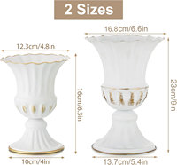 Vase en métal blanc antique pour arrangements floraux de table, centre de table, mariage, Noël, anniversaire, vase trompette, pot de fleurs