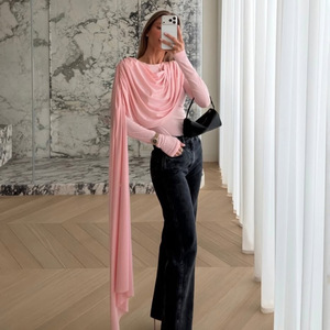 เสื้อถักผู้หญิงแขนยาวสีทึบความยืดหยุ่นสูงทรงเข้ารูปต้นกำเนิดจากเมืองอี้หวู่ FDC2103 - Product Image 2