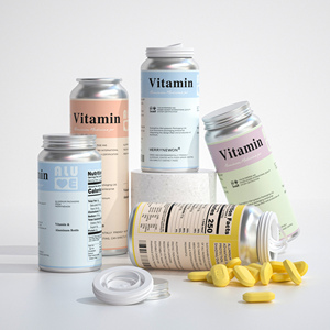 Emballage métallique de luxe en aluminium vide, couleur et logo personnalisés, avec bouchon à vis pour capsules de vitamines, pilules et compléments alimentaires - Product Image 2