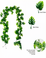 Plante verte artificielle, feuille de monstera, fausse vigne suspendue, décoration pour jardin, bonsaï, véranda, terrasse, jungle, Hawaï