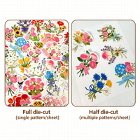 Autocollants PVC Honli en forme de bouquet de fleurs, imperméables, découpés, pour emballage cadeau, décalcomanies esthétiques dorées pour journal de mariage et cartes, 50 pièces