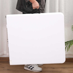 طاولة نفخ قوالب بيضاء محمولة ثنائية الطي 6 أقدام خفيفة الوزن تصميم حديث لدخول المستشفى الفندق طاولة طعام نصف قابلة للطي - Product Image 4