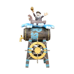 Resin <b>Pirate</b> Barrel Sculpture Cartoon Figure Outdoor Floor Mount Decorative <b>Art</b> Piece - Product Image 4
