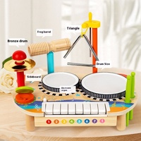 Multifunctional Electronic Bass Keyboard Drum Set Fun Wooden Percussion Instrument for Early Music Toy Musical Instrument