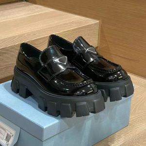 Mocassins en cuir pour femmes, chaussures plates décontractées à plateforme, printemps et automne, avec étiquette Panda Triangle, pour dames - Product Image 3