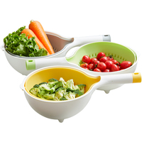 Huamili Innovatieve Handmatige PP Kunststof Handzame Multifunctionele Draaibare Fruit- en Groente Afgietmand Premium Groentegereedschap