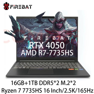 FIREBAT T6A 16 Inch AMD R7-7735HS RTX 4050 DDR5 32G RAM M.2 1TB SSD 165Hz 2.5K Wifi6 BT5.1 Gaming Gamer <strong>Notebook</strong> Laptop - Product Image 2
