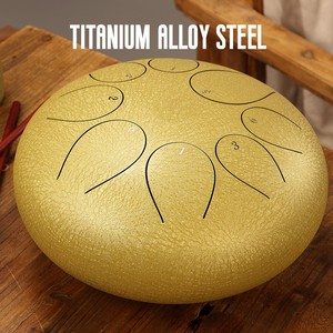 Jelo Customization 10 pouces Titanium Alloy Steel <span class=keywords><strong>Handpan</strong></span> 8 notes C/D Tone avec languette en acier au carbone Tambour de réservoir - Product Image 4