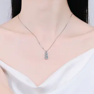 2023 desain baru kalung perhiasan halus untuk pria S925 perak murni sepenuhnya diasah dengan 1.8 karat kalung pertunangan moissanite