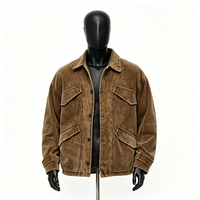 Veste cargo en velours côtelé délavé à l'acide pour homme, coupe oversize, style streetwear vintage, vêtement de travail écologique, poches à rabat, logo personnalisé d'usine, OEM