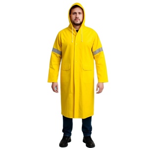 Impermeable Largo Amarillo para <span class=keywords><strong>Trabajadores</strong></span> <span class=keywords><strong>de</strong></span> Saneamiento, <span class=keywords><strong>de</strong></span> PVC y Poliéster, con Banda Reflectante, para Protección Laboral - Product Image 4
