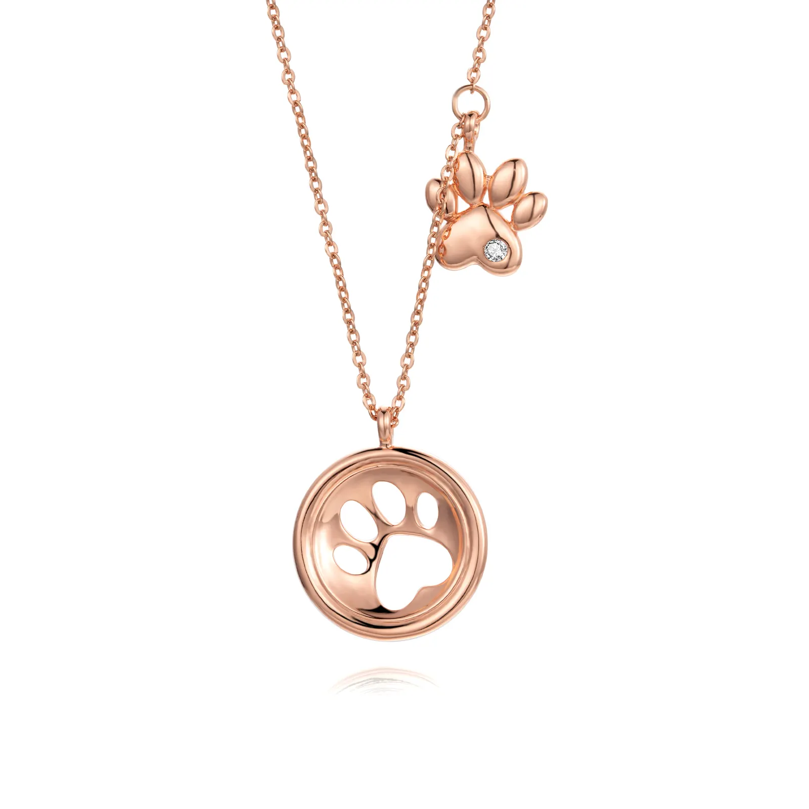 Animal Cat Paw Jewelry Custom Kids Necklaces Rose Gold Plated Cute Pendant Necklace