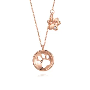 Animal Cat Paw Jewelry Benutzer definierte Kinder Halsketten Rose Gold Plated Cute Anhänger Halskette