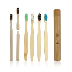 Portable Biodegradable Eco-friendly Travel Case Tooth Brush Traveling Bpa Free Soft Bamboo Toothbrush With OEM ODM