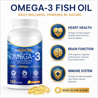 Capsules d'huile de poisson Oméga-3 pour adultes OEM, 120 gélules molles, saveur citron, sans arrière-goût de poisson, triple concentration R-TG, vente en gros