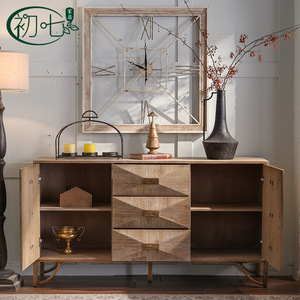 Mueble de Entrada de Estilo Antiguo en Color Madera Natural, con 6 Cajones de Almacenamiento, Mueble de Salón de Estilo Rústico Americano - Product Image 3