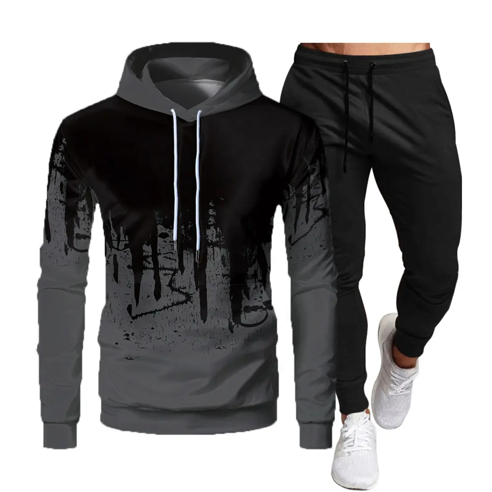 2023 New Suit Printed Sweatshirt Hoodies Gym Tracksuit 2 Piece Mens Sports Suits