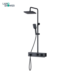 Ensemble <span class=keywords><strong>de</strong></span> <span class=keywords><strong>douche</strong></span> mural Lano avec pommeau <span class=keywords><strong>de</strong></span> <span class=keywords><strong>douche</strong></span> effet pluie, luxe, noir - Product Image 2