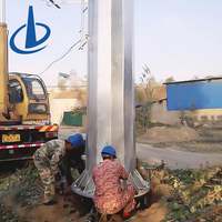 Poteaux électriques en acier galvanisé de 9 à 30 m, tours tubulaires en acier pour la transmission d'énergie 11 kV et accessoires