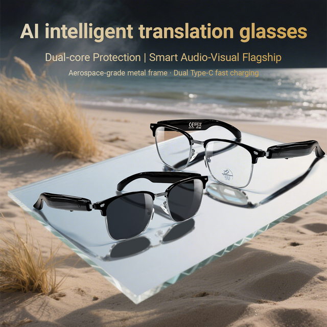 Smart AI Glasses with Voice Control ChatGPT Integration Blue-tooth Audio for Business & Travel