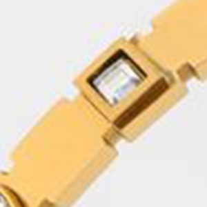 Elegante Bracciale in Acciaio Inossidabile PULSERA, Catena e Anelli alla Moda con Diamanti Quadrati Incastonati - Product Image 3