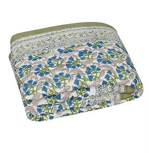 Indian Lila Green Organic Cotton Quilt Hand Block Printed Cozy Boho Bedding for Hotel Rustic <b>Home</b> <b>Textile</b> for Comfortable - Product Image 2