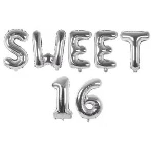 16 pulgadas dulce 16 dulces dieciséis letras Foil Banner globos para 16 cumpleaños globo celebración fiesta decoración fiesta suministro - Product Image 3
