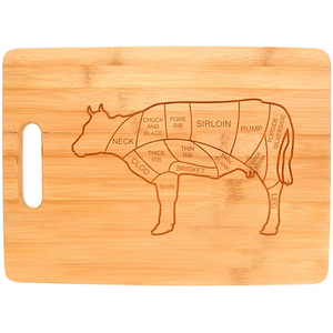 Boeuf Boucher Coupe Vache Cuisine Barbecue Barbecue Hamburgers Grand Rectangle Bambou Planche À Découper En Bambou - Product Image 1