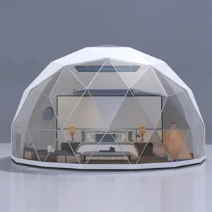 Ngoài Trời Trong Suốt PVC Sợi Thủy Tinh Gia Đình Cắm Trại Lều Vườn Khung Nhôm Geodesic Dome Lều Cho Cắm Trại