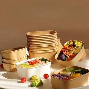 Bol en papier jetable de 390 cc en papier kraft avec couvercle pour la crème glacée, le yaourt et les desserts, pour l'industrie de la restauration - Product Image 1