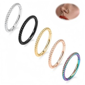 Anneau de nez en acier inoxydable torsadé, design en spirale, bijoux de piercing sans soudure pour un usage quotidien - Product Image 1