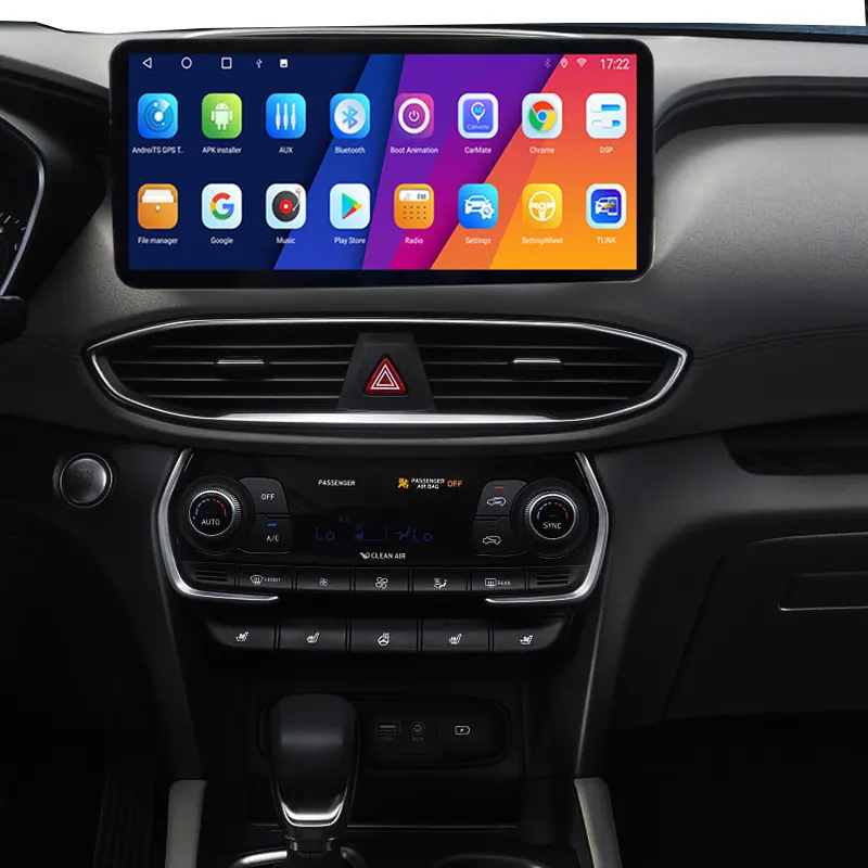 רכב dvd שחקן רכב רדיו 6GB זכרון 128GB rom 2din 12.3 אינץ מסך מגע אנדרואיד carplay 11 עבור היונדאי סנטה ף 2019-2021