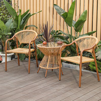 Ensemble de tables et chaises en rotin d'extérieur empilables, nouveau style chinois, table et chaises de jardin pour cour, balcon, détente, Dingshuai