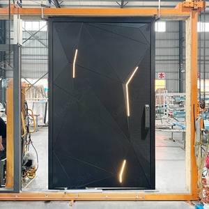 Puerta de pivote frontal principal de aluminio de lujo de seguridad de entrada de Villa de diseño italiano Puerta de pivote de aluminio de entrada moderna - Product Image 6