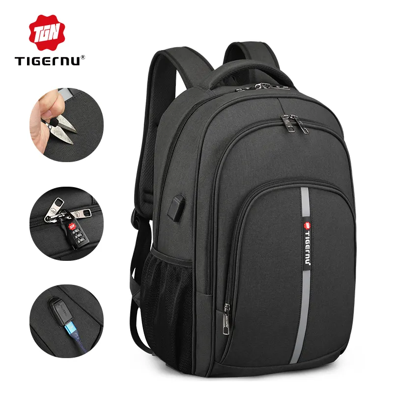 Tigernu T-B3893 shoulder strap backpack laptop backpack with usb tsa lock School Backpack USB bags men