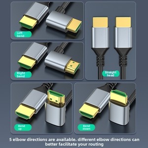 Cable <span class=keywords><strong>HDMI2</strong></span> Versión 1 de Grado de Ingeniería, Directo de Fábrica, Conexión de Datos HD para Televisor 8K, Cable Plano con Conector en Ángulo Izquierdo y Derecho para Puerto - Product Image 2