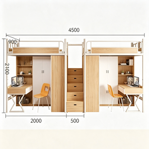 Dormitorio universitario moderno para estudiantes, cama <span class=keywords><strong>litera</strong></span> doble de metal y madera con mesa de estudio y escritorio - Product Image 5